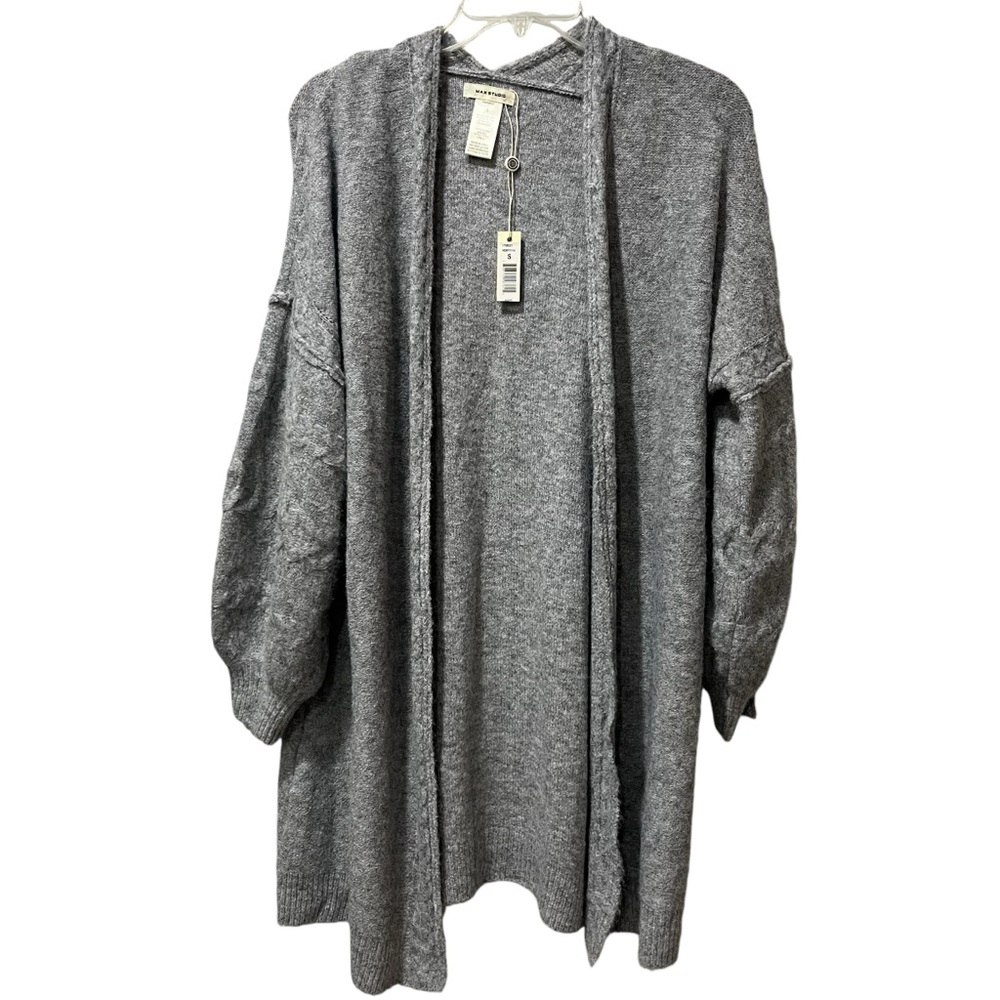 Max Studio Steel Gray Open Front Cardigan Sweater Comfy Size Small Oversized NEW